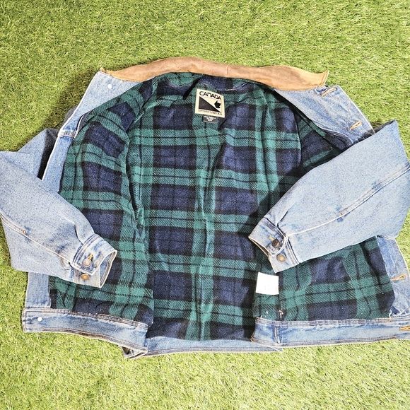 Denim Jean Jacket with Tan Collar Vintage 2000's - Picture 8 of 12